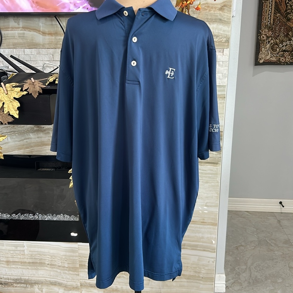 Peter Millar Texas Towne Golf Club Polo. Blue Size‎ L (798)I